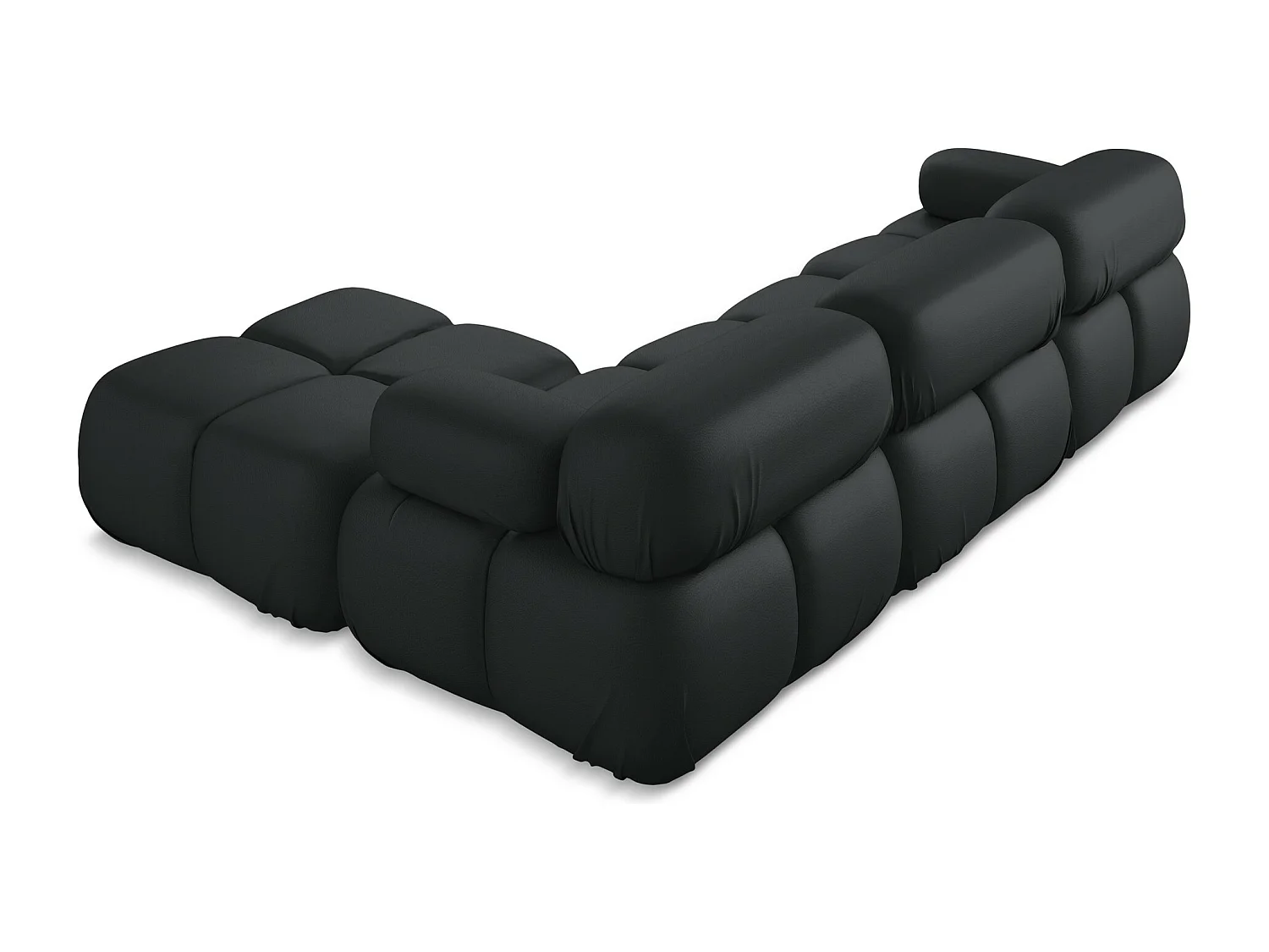 Sofá de canto modular reversível 3 lugares em couro sintético preto - LOKUA