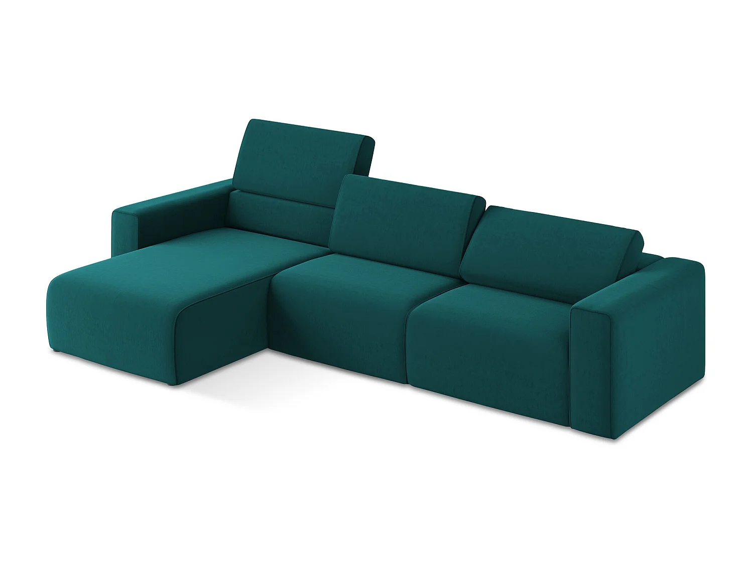 Modulaire hoekbank M links van marinier velours - KALEA