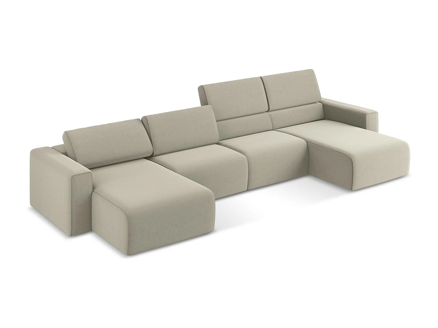 Modulaire panoramische bank van parel velours - KALEA