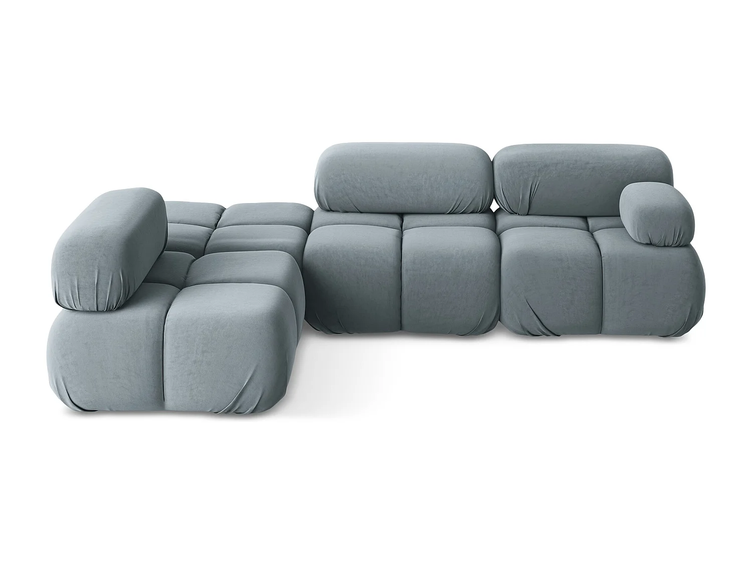 3-Sitzer Modulares Ecksofa - Ecke Links - Samt - Hellblau - LOKUA