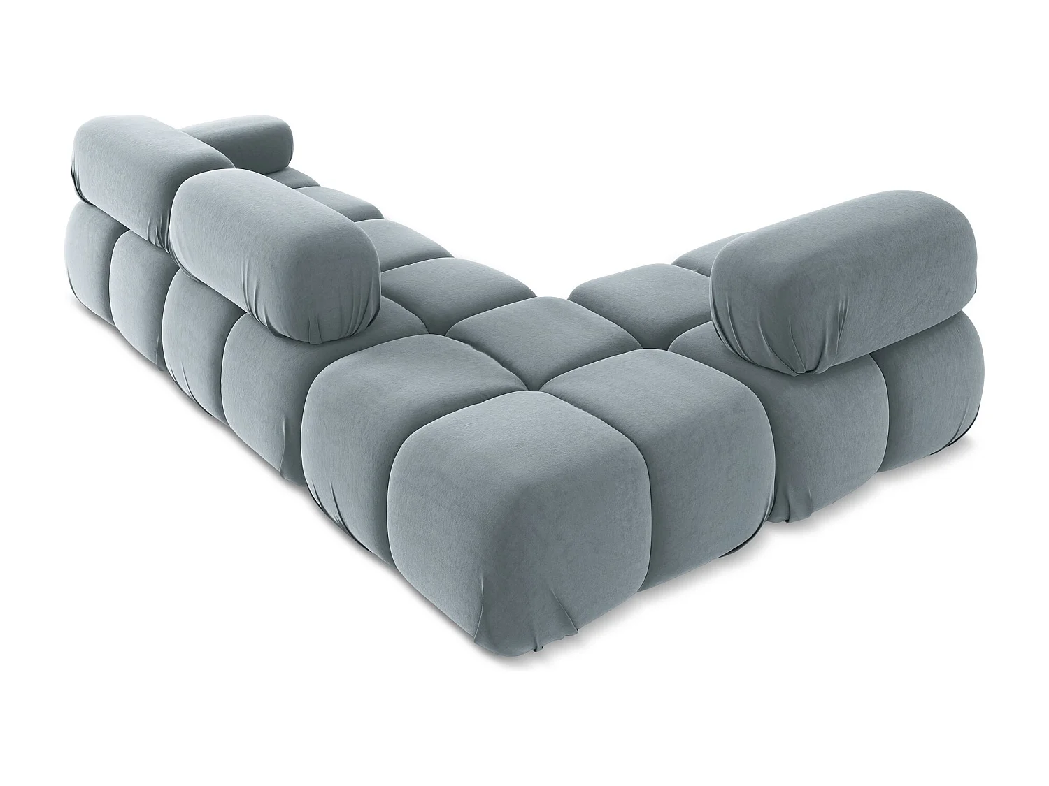 3-Sitzer Modulares Ecksofa - Ecke Links - Samt - Hellblau - LOKUA