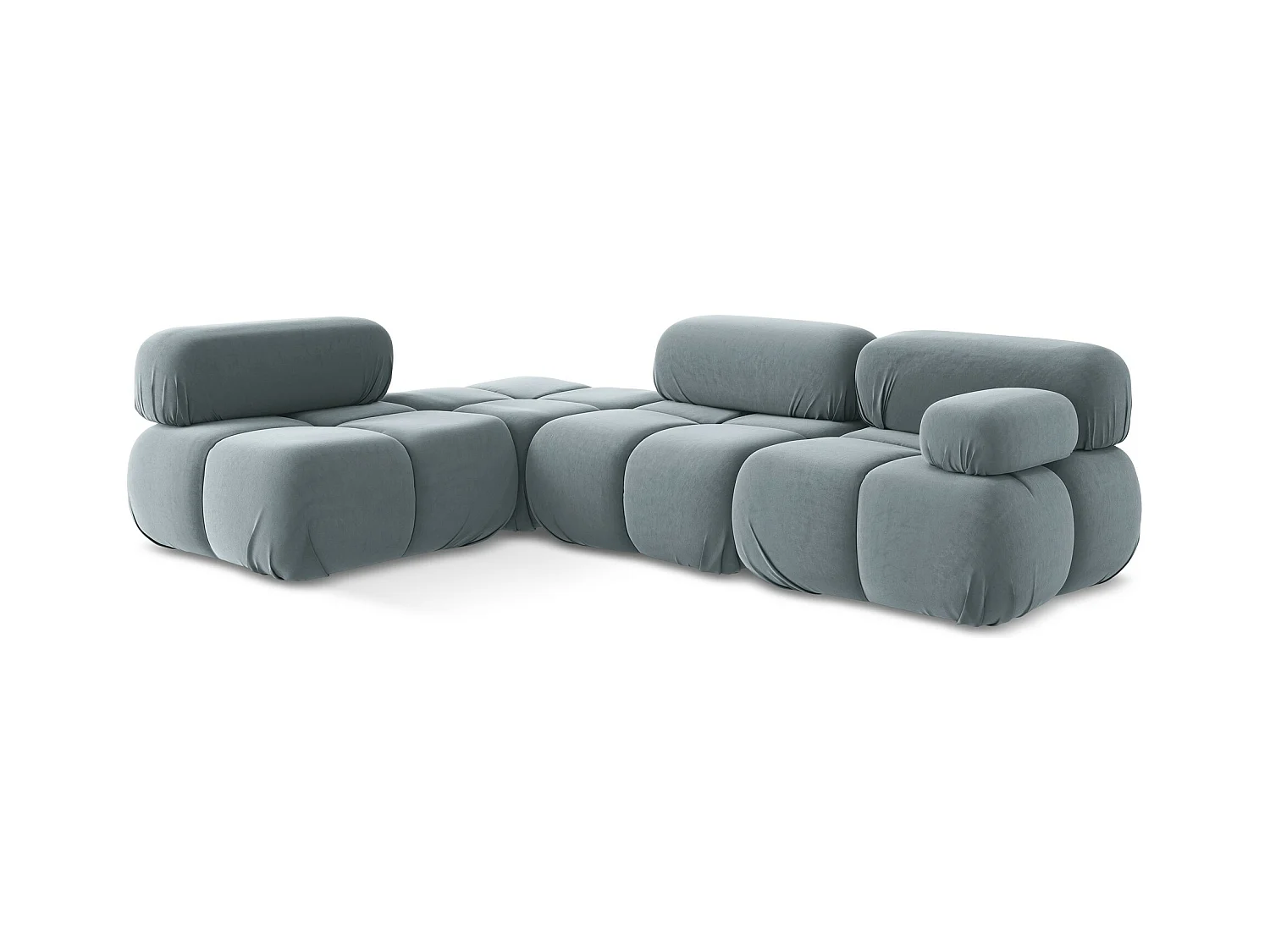 Canapé d'angle modulaire gauche en Samt - bleu clair - LOKUA