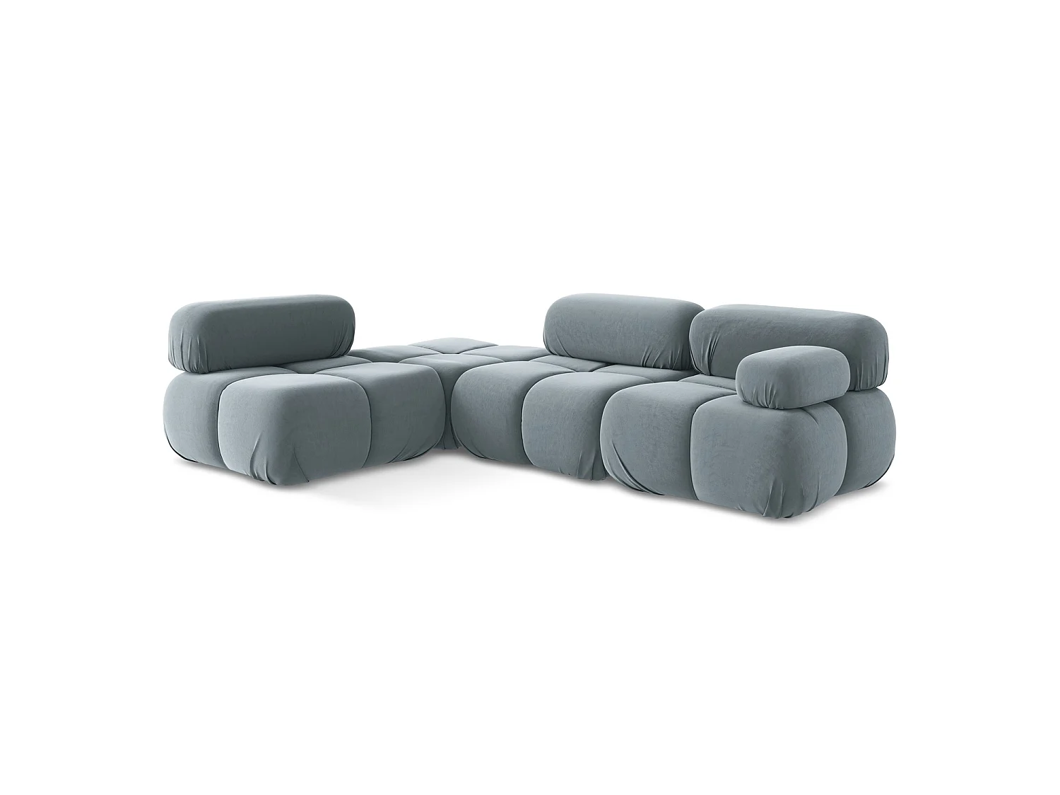 3-Sitzer Modulares Ecksofa - Ecke Links - Samt - Hellblau - SANREMO
