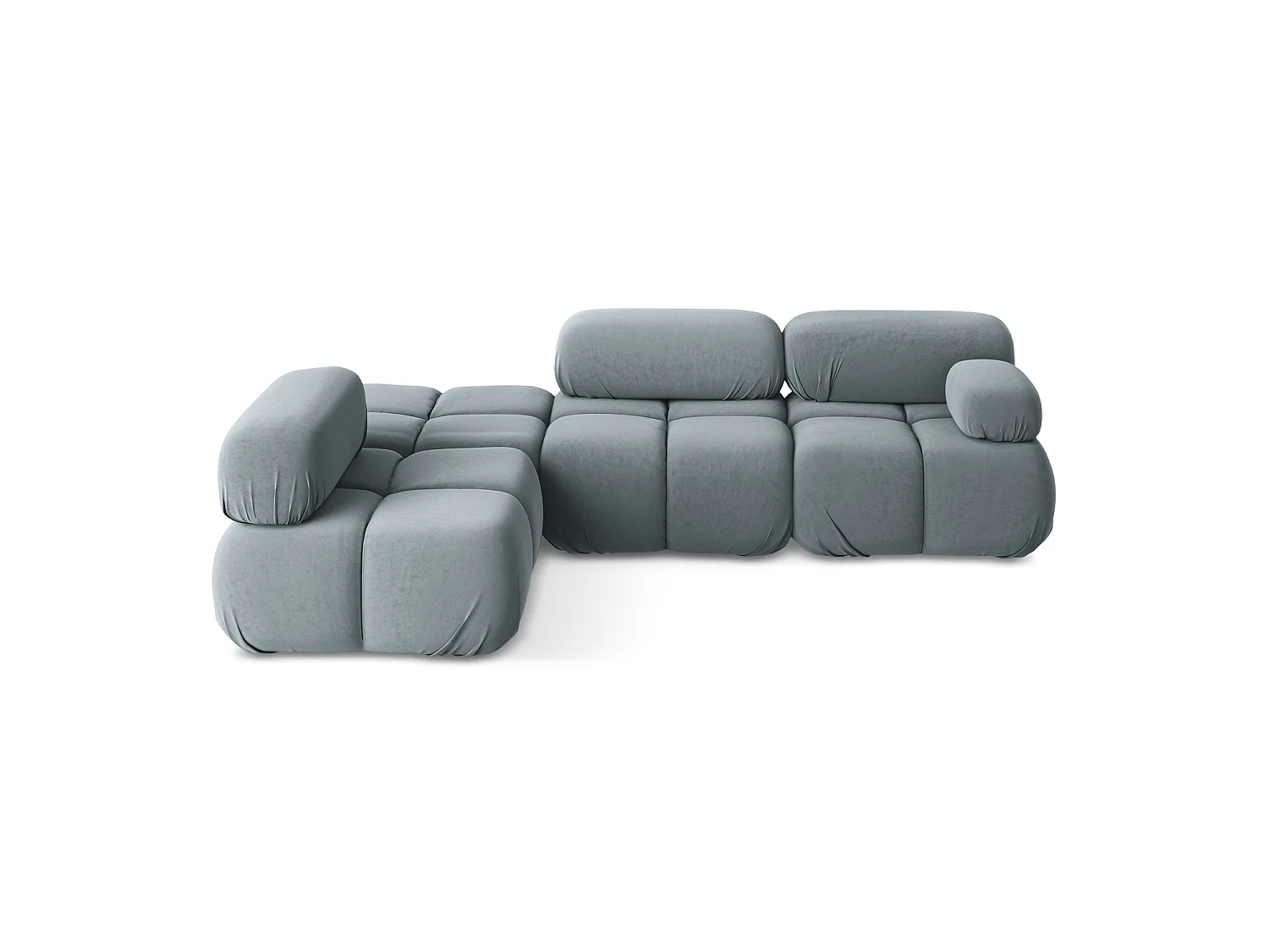 3-Sitzer Modulares Ecksofa - Ecke Links - Samt - Hellblau - SANREMO
