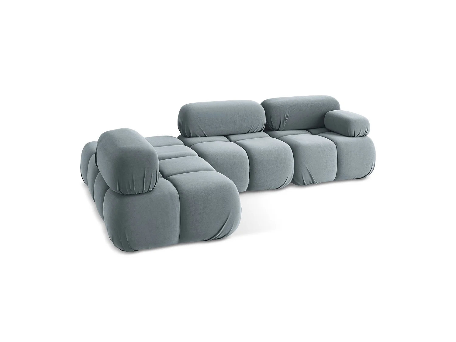 3-Sitzer Modulares Ecksofa - Ecke Links - Samt - Hellblau - SANREMO