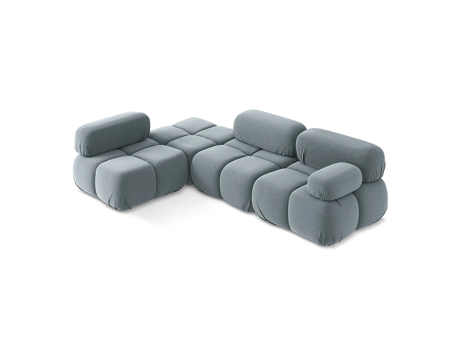3-Sitzer Modulares Ecksofa - Ecke Links - Samt - Hellblau - SANREMO