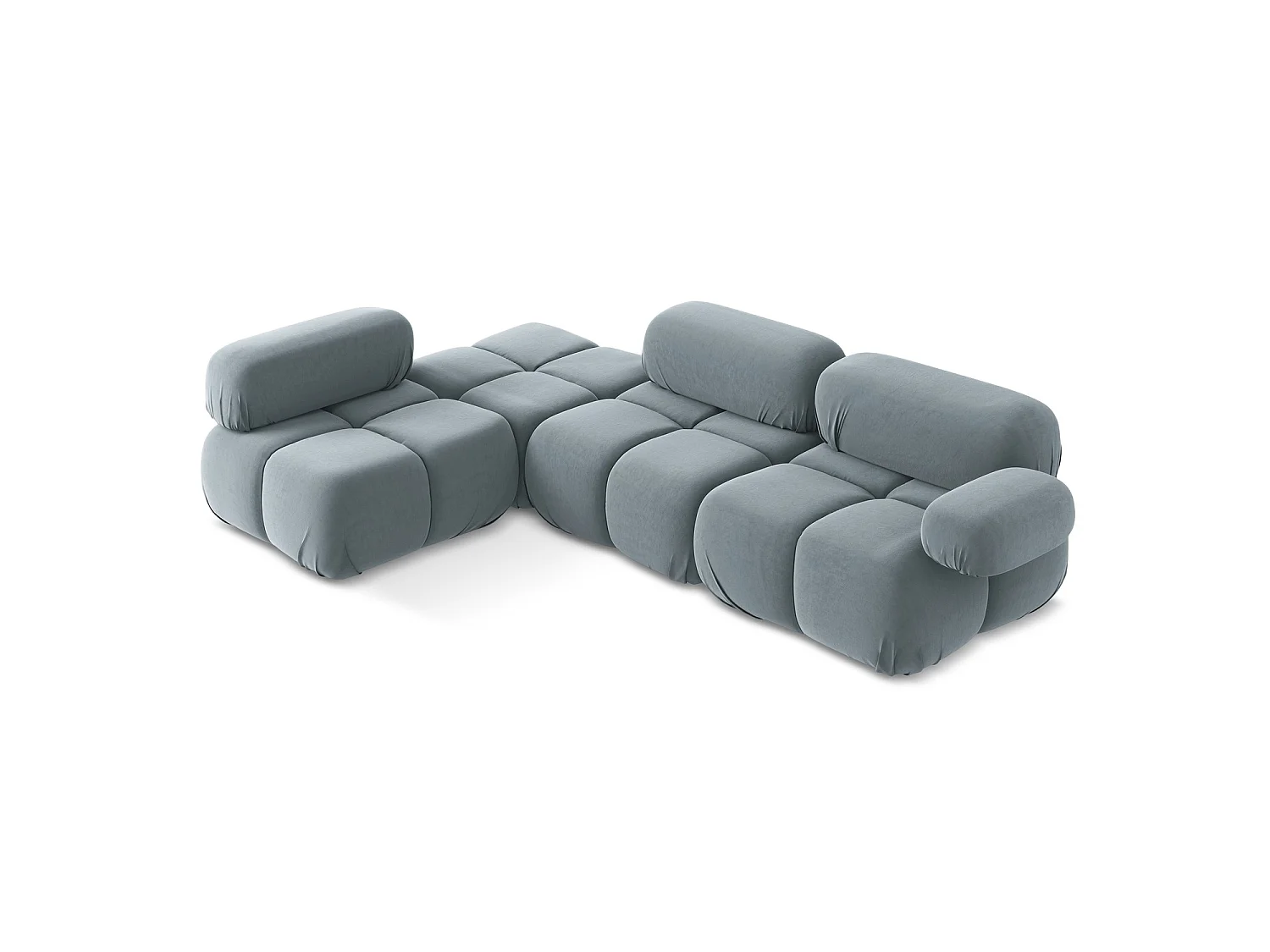 3-Sitzer Modulares Ecksofa - Ecke Links - Samt - Hellblau - SANREMO
