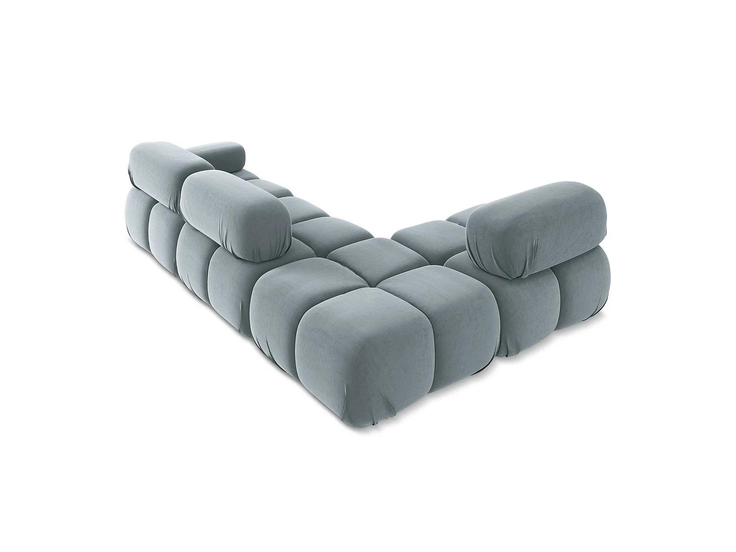 3-Sitzer Modulares Ecksofa - Ecke Links - Samt - Hellblau - SANREMO
