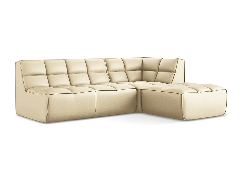 Modulares Ecksofa M Beidseitig - Reversibel - Kunstleder - Beige - KALAI