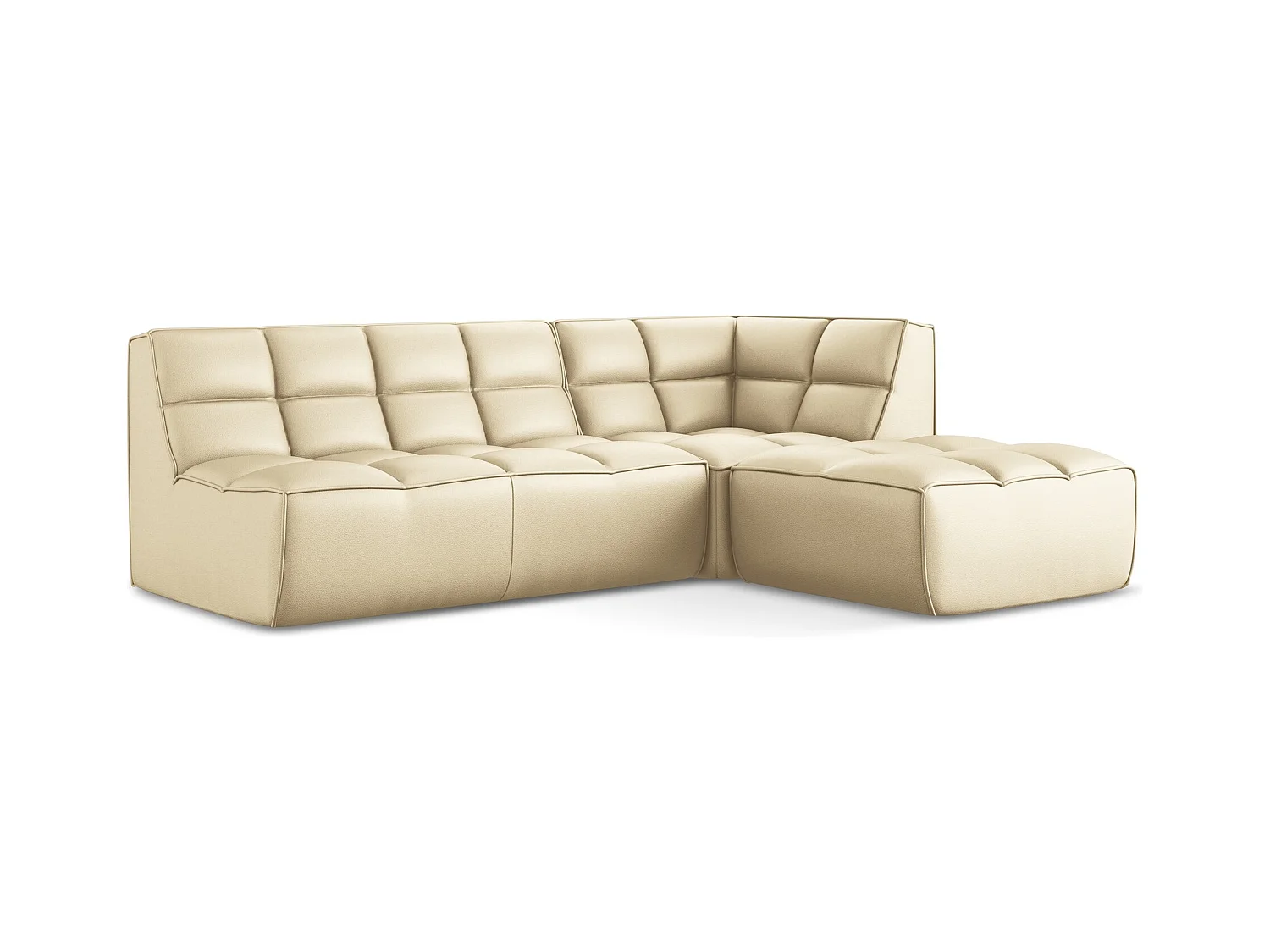 Sofá modular 3 plazas reversible de piel sintética beige - KALAI