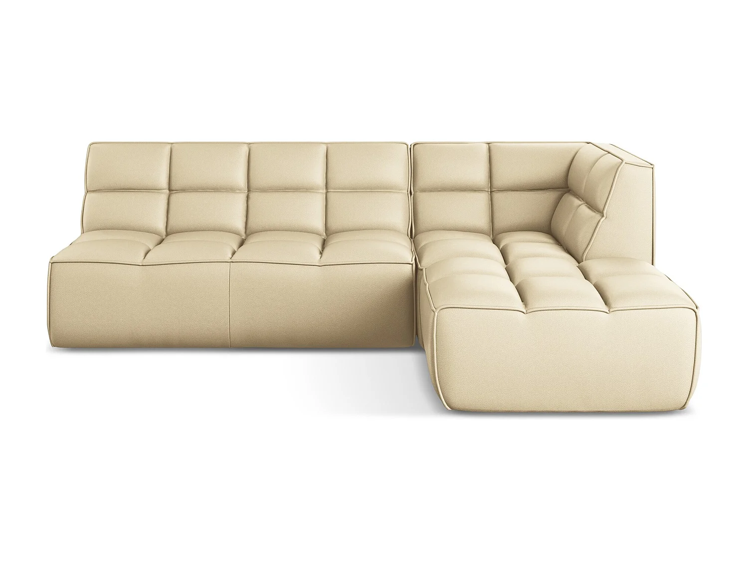 Sofá modular 3 plazas reversible de piel sintética beige - KALAI