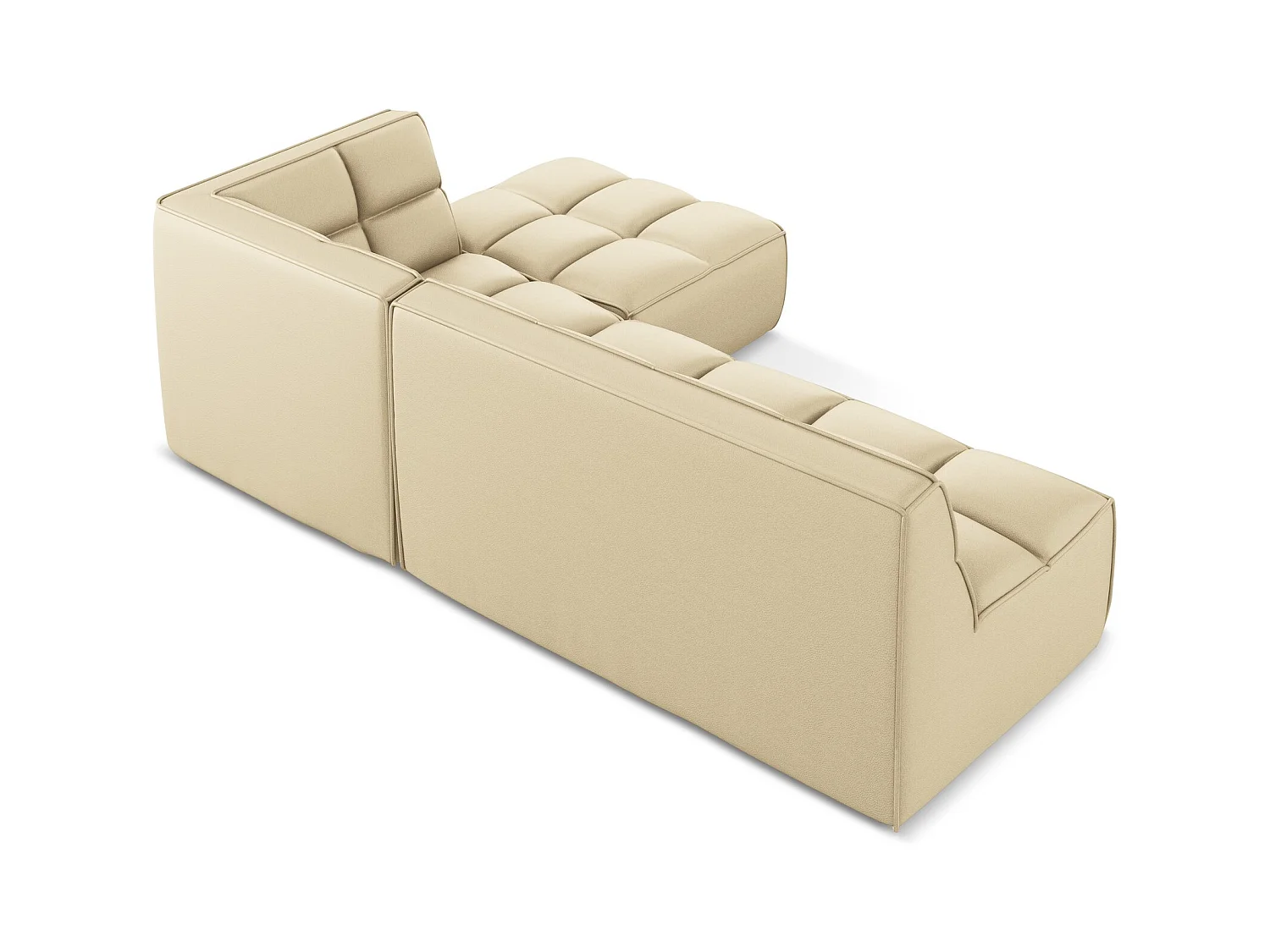 Sofá modular 3 plazas reversible de piel sintética beige - KALAI