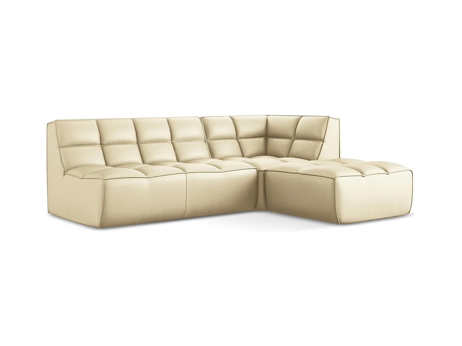 Canapé d'angle modulaire M reversible en Cuir artificiel - beige - KALAI