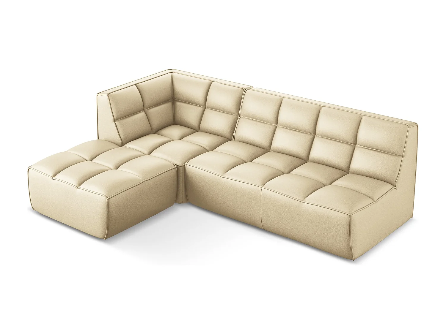 Omkeerbare modulaire hoekbank van beige kunstleer - KALAI