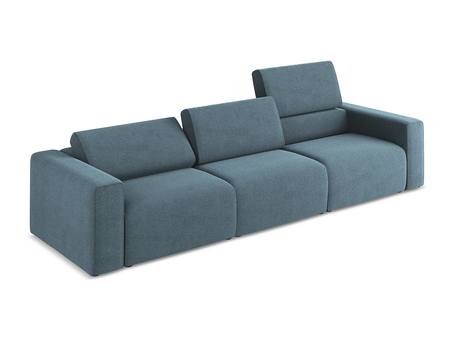 Canapé modulable 4 places en Strukturstoff - bleu clair - KALEA