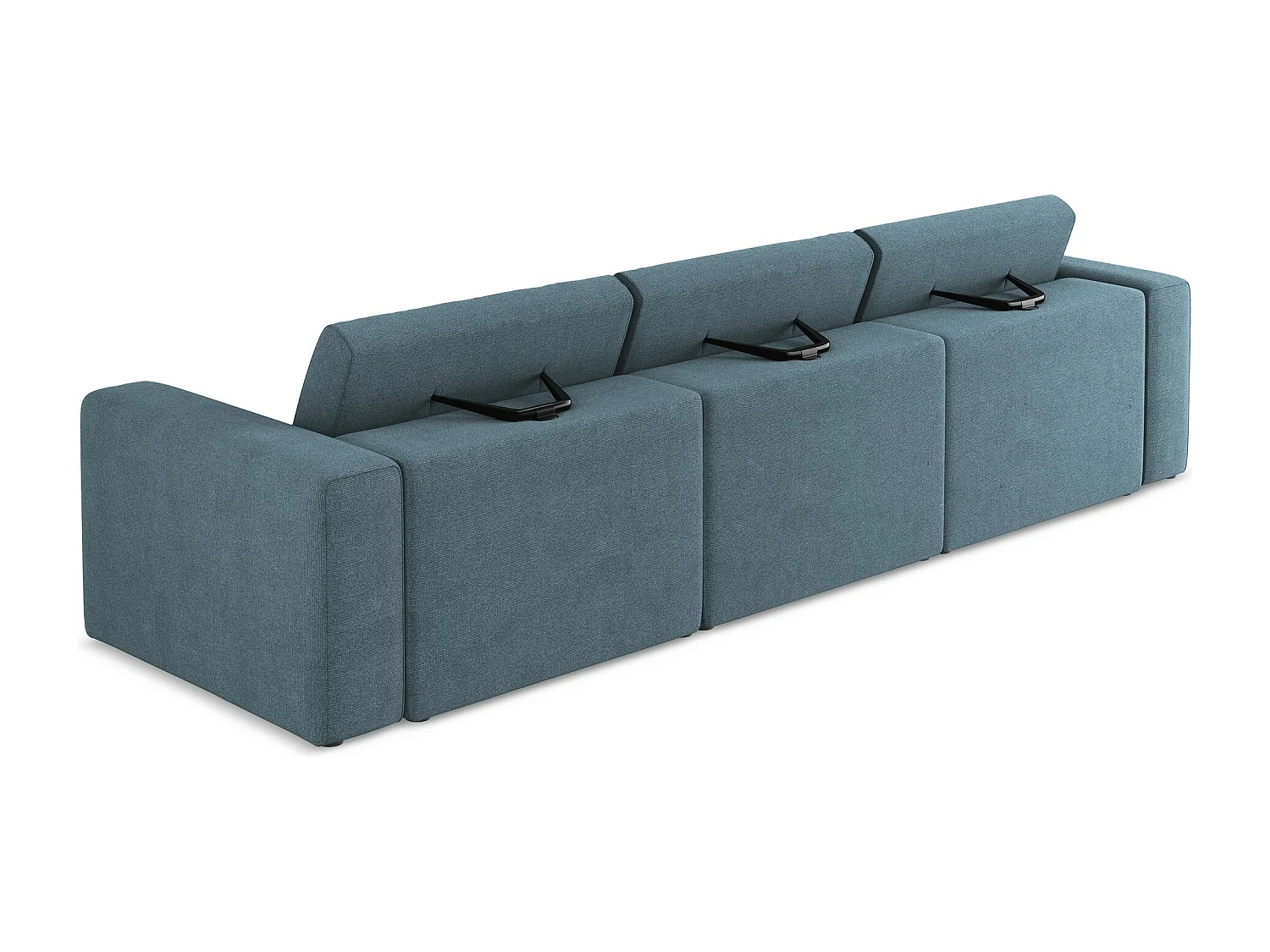 Canapé modulable 4 places en Strukturstoff - bleu clair - KALEA