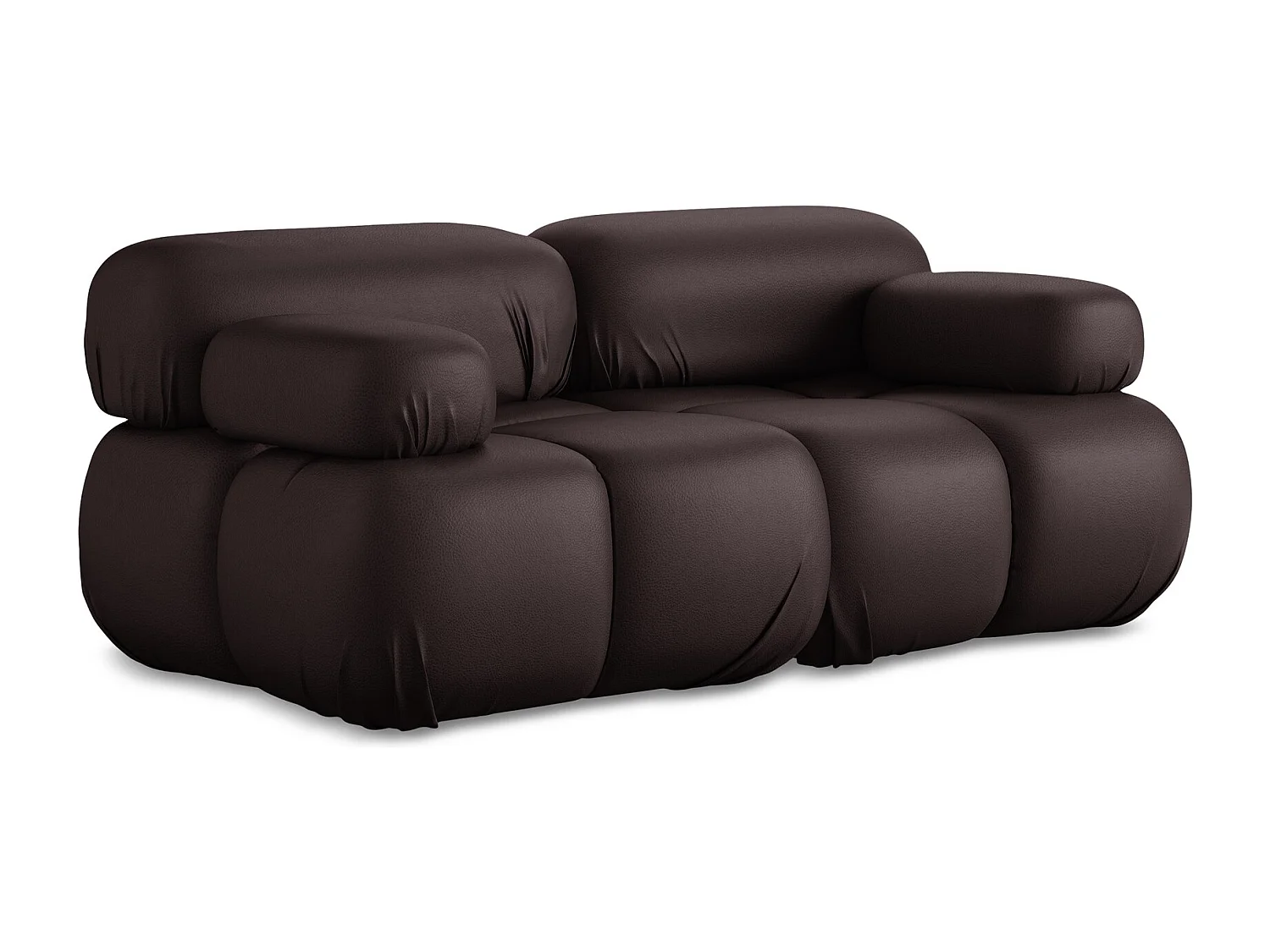 Modułowa sofa 2-osobowa - ze skóry syntetycznej - śliwkowy - LOKUA