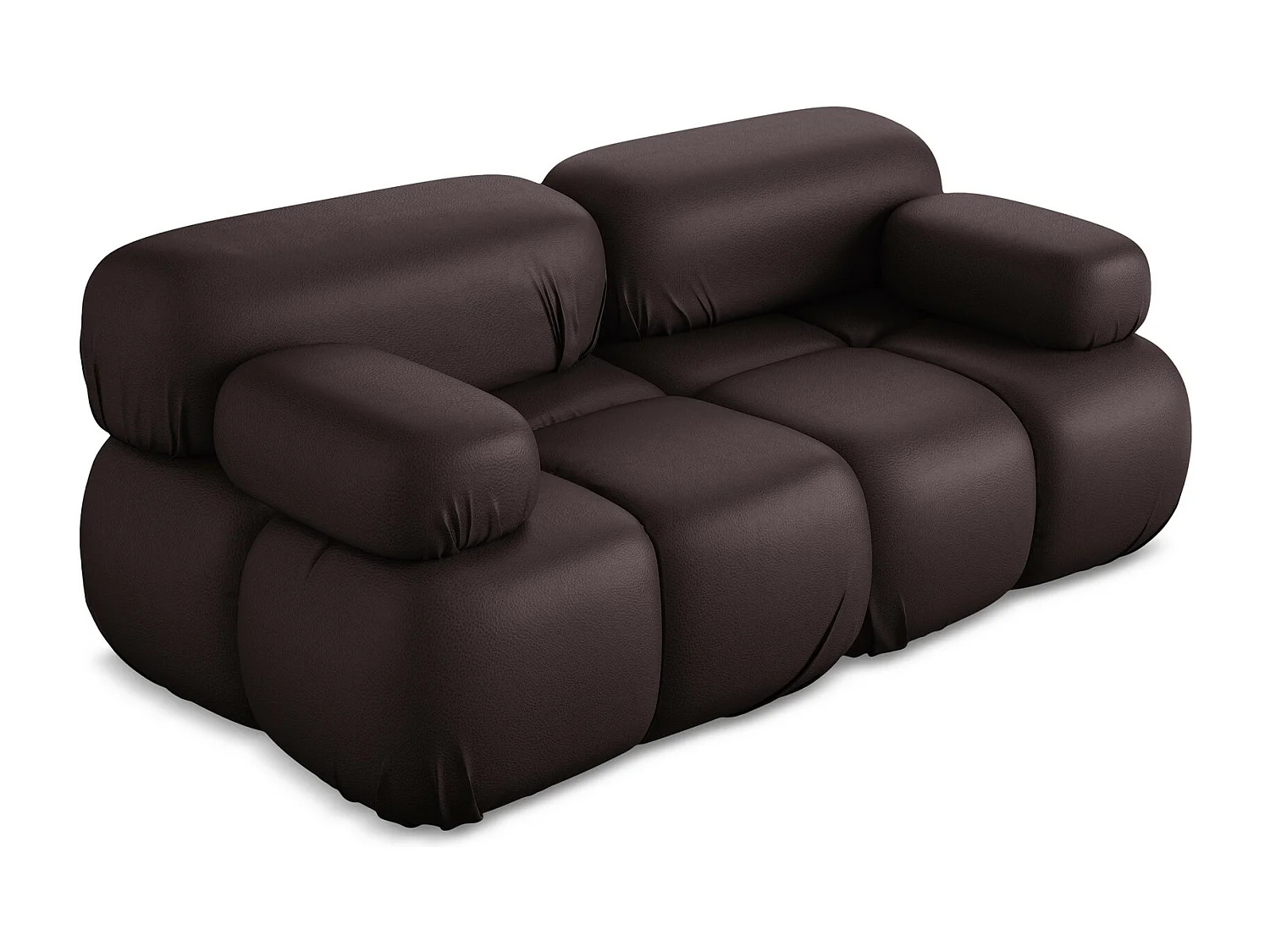 Modułowa sofa 2-osobowa - ze skóry syntetycznej - śliwkowy - LOKUA