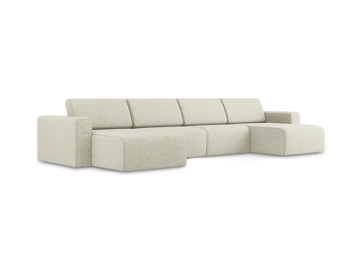 Modulares Wohnlandschaft - / - Strukturstoff - Hell beige - KALEA