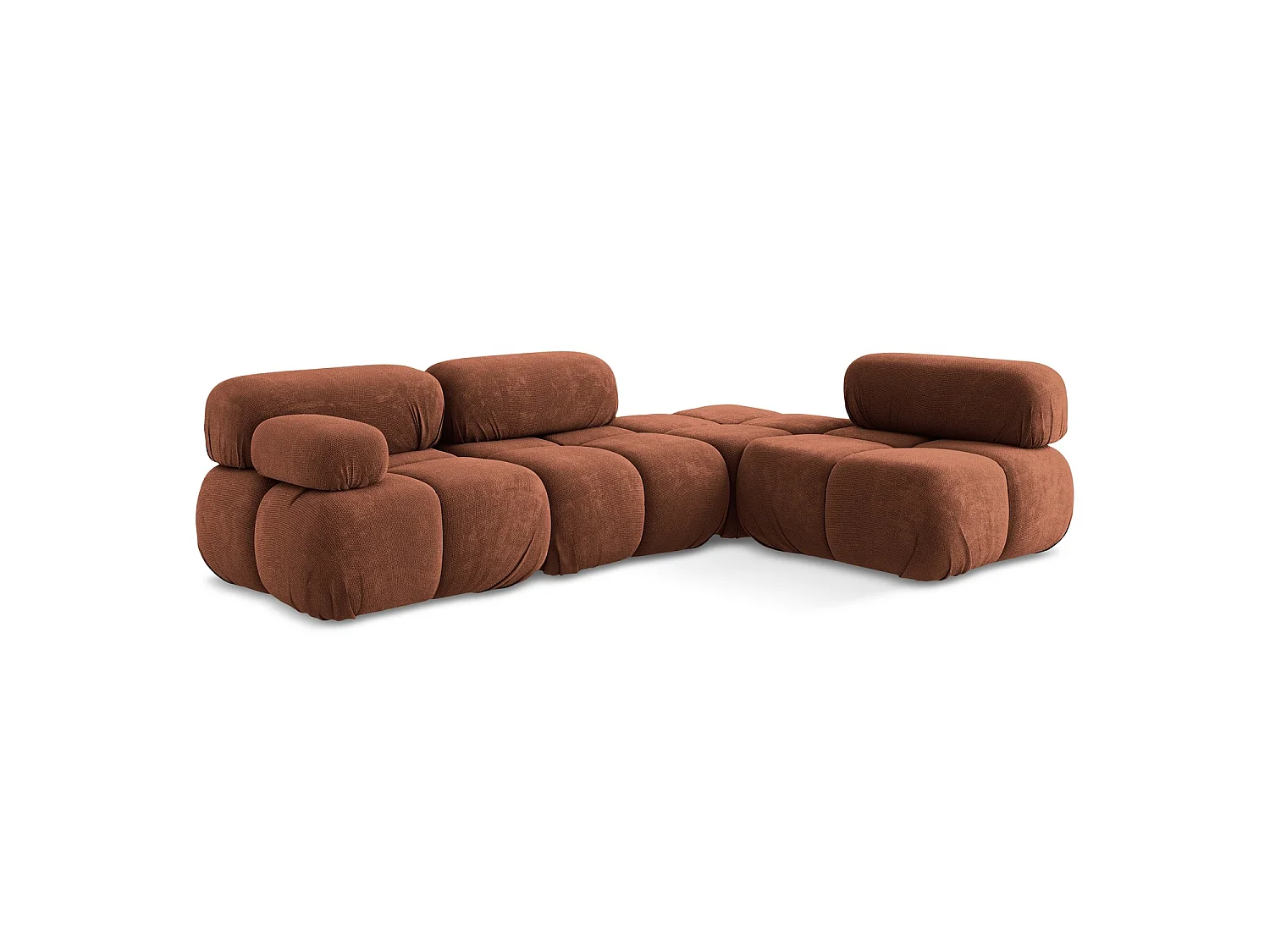 Modulaire hoekbank rechts van terracotta chenille stof - SANREMO