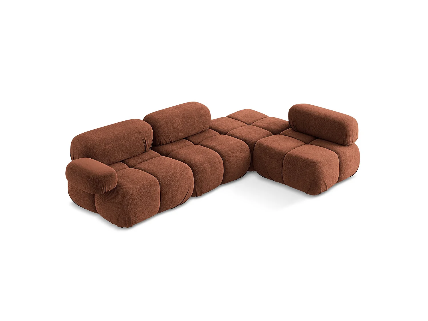 Modulaire hoekbank rechts van terracotta chenille stof - SANREMO