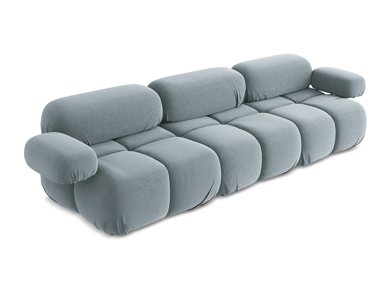 Modulares 3-Sitzer Sofa - - Samt - Hellblau - LOKUA