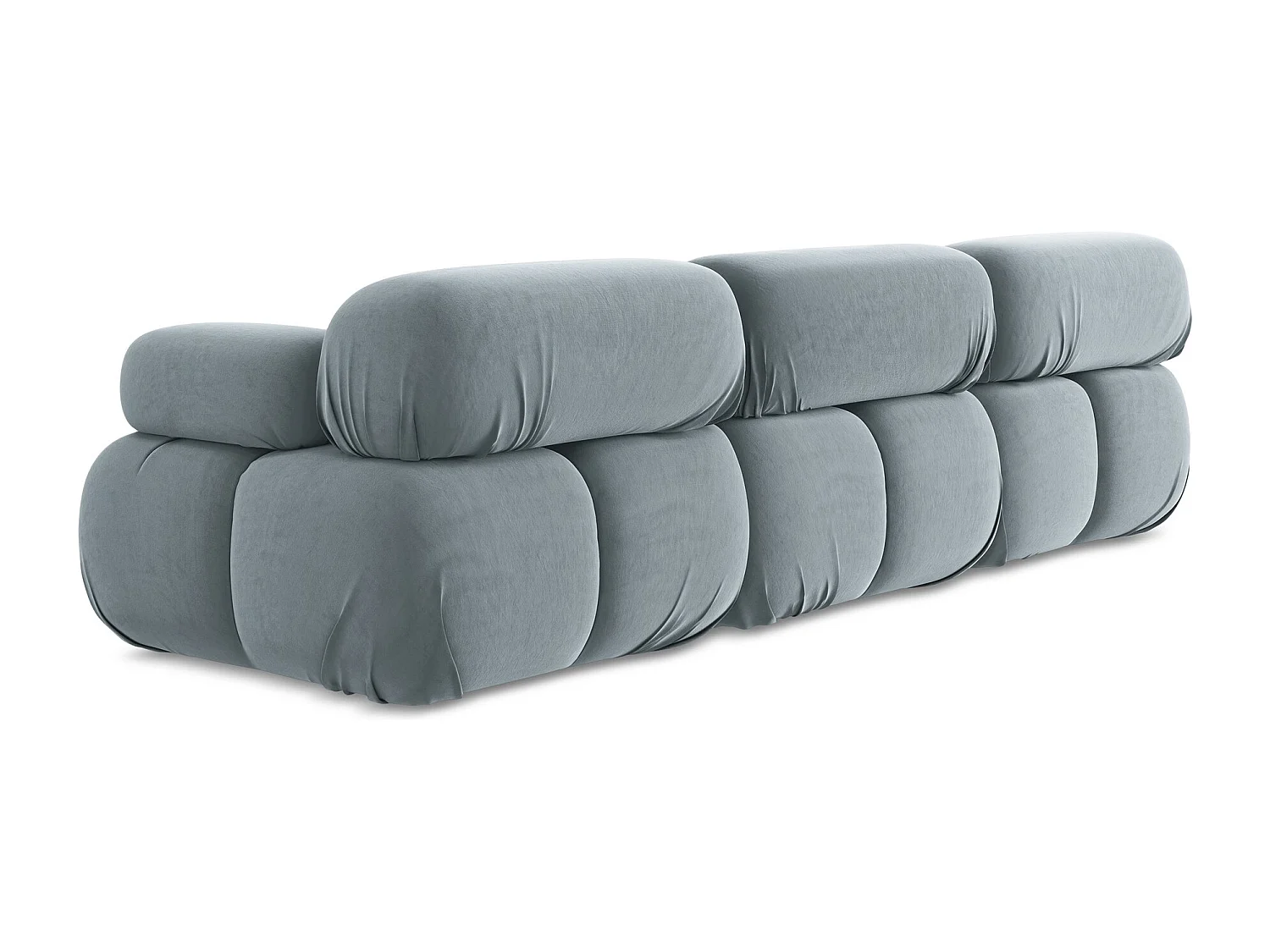 Modulares 3-Sitzer Sofa - - Samt - Hellblau - LOKUA