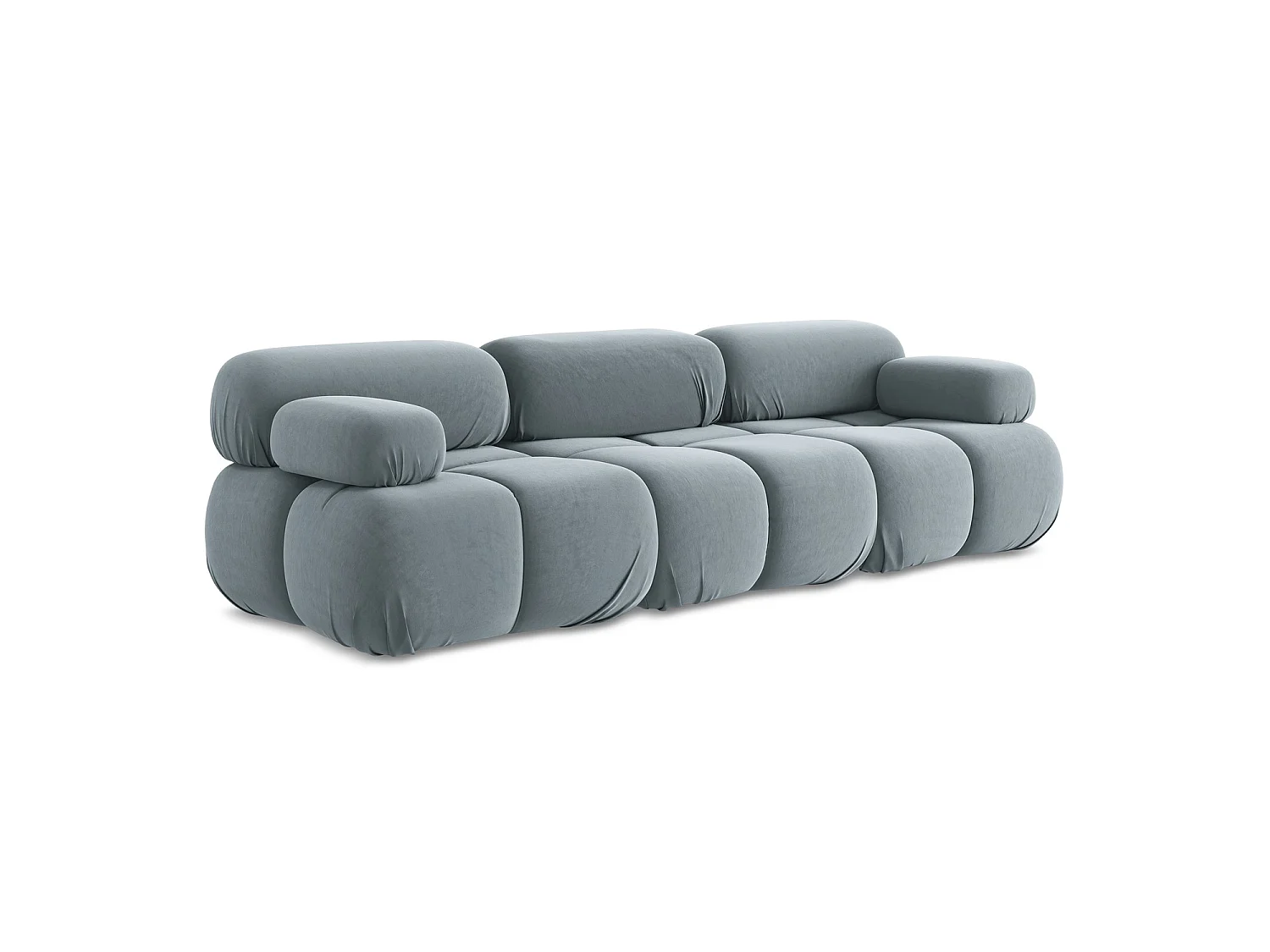Modulares 3-Sitzer Sofa - - Samt - Hellblau - SANREMO