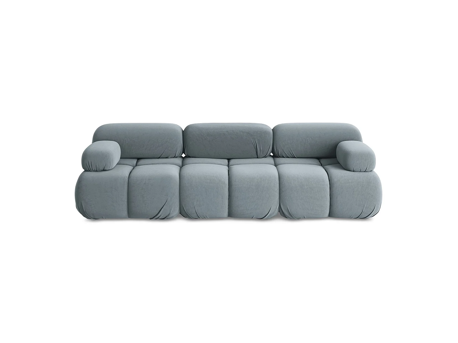 Modulares 3-Sitzer Sofa - - Samt - Hellblau - SANREMO