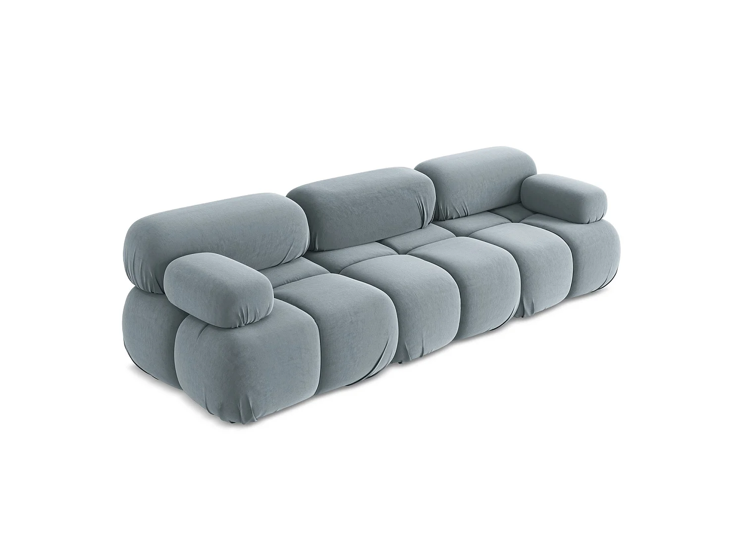 Modulares 3-Sitzer Sofa - - Samt - Hellblau - SANREMO