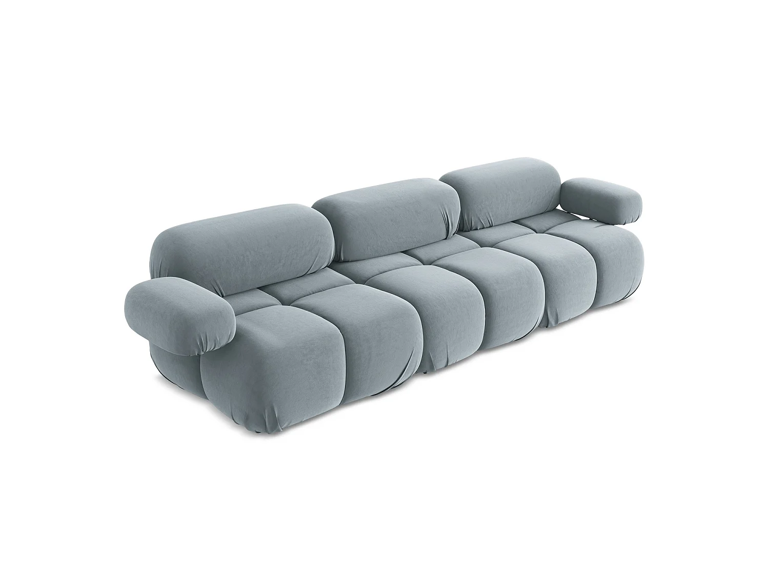 Modulares 3-Sitzer Sofa - - Samt - Hellblau - SANREMO
