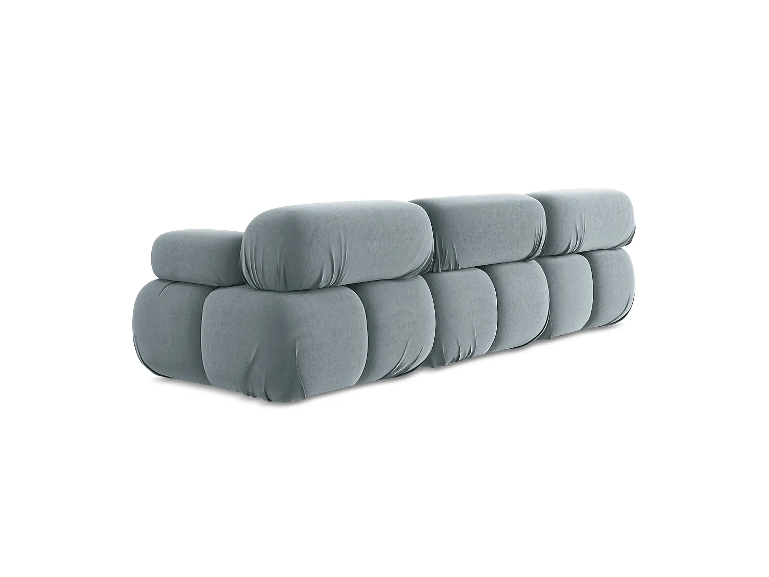 Modulares 3-Sitzer Sofa - - Samt - Hellblau - SANREMO