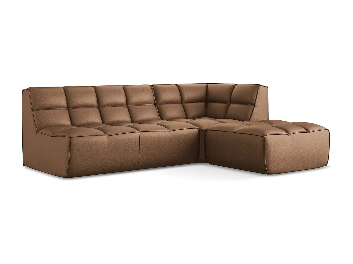 Modulares Ecksofa M Beidseitig - Reversibel - Kunstleder - Schokolade - KALAI