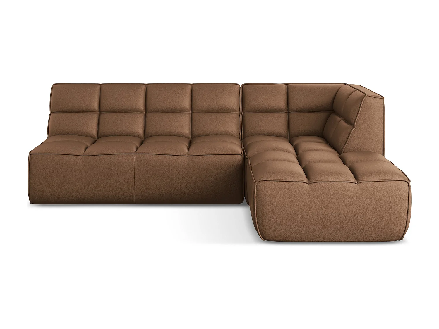 Modulares Ecksofa M Beidseitig - Reversibel - Kunstleder - Schokolade - KALAI