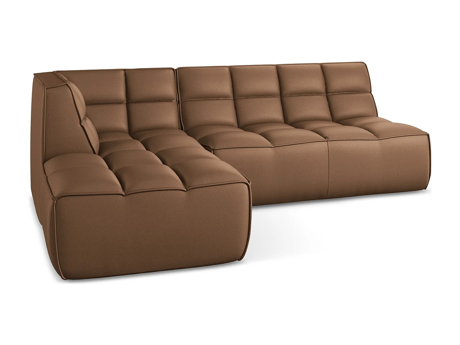 Modulares Ecksofa M Beidseitig - Reversibel - Kunstleder - Schokolade - KALAI