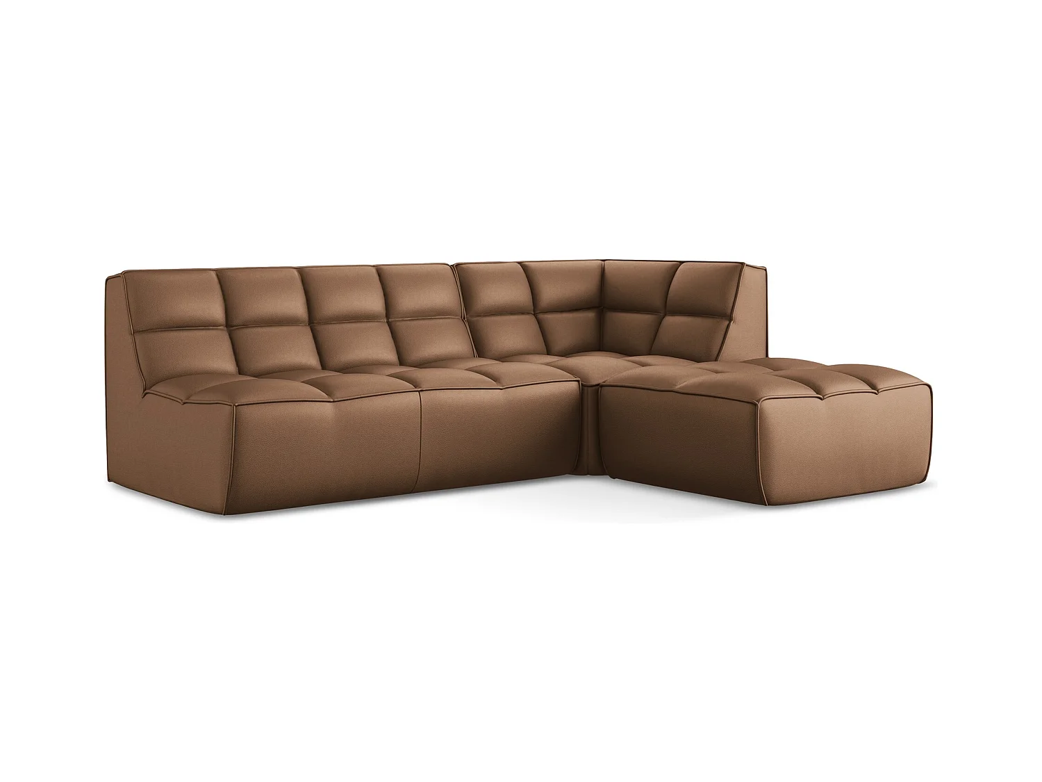 Canapé d'angle modulaire M reversible en Cuir artificiel - chocolat - KALAI