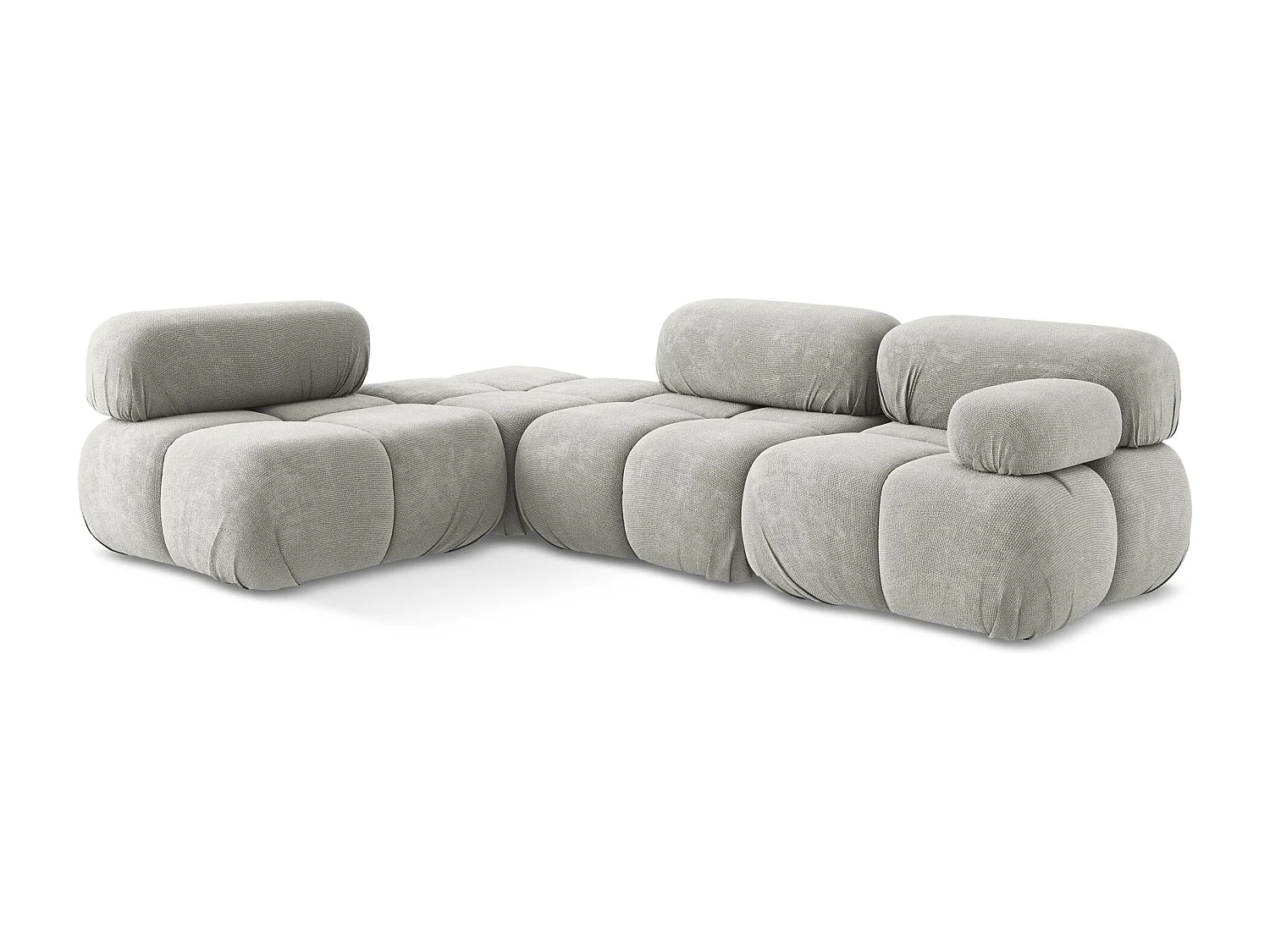 3-Sitzer Modulares Ecksofa - Ecke Links - Chenille - Hellgrau - LOKUA