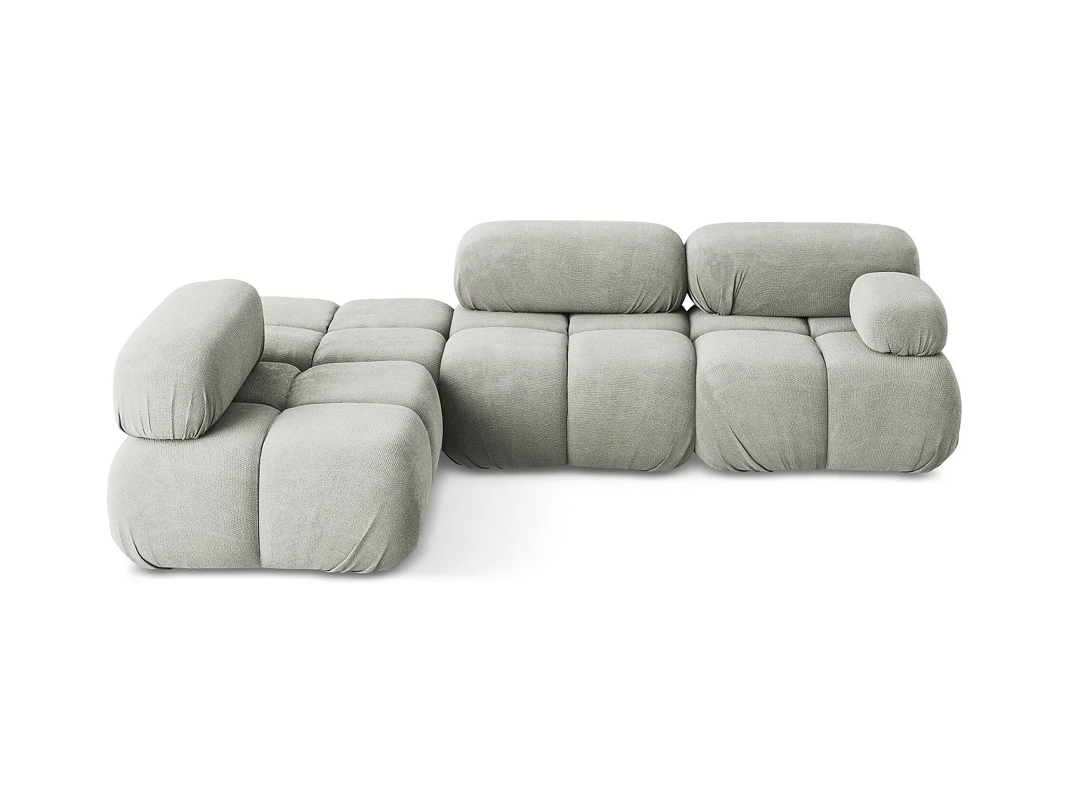 Sofá modular 3 plazas izquierdo de tela chenilla gris claro - LOKUA