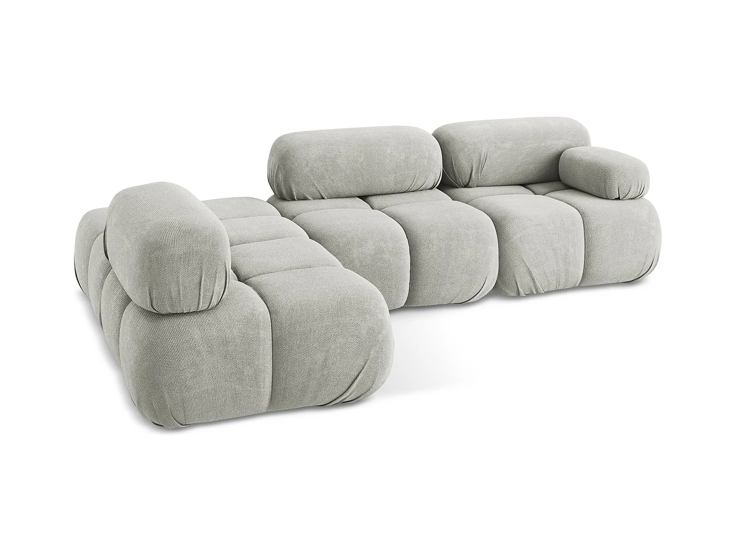 Sofá modular 3 plazas izquierdo de tela chenilla gris claro - LOKUA