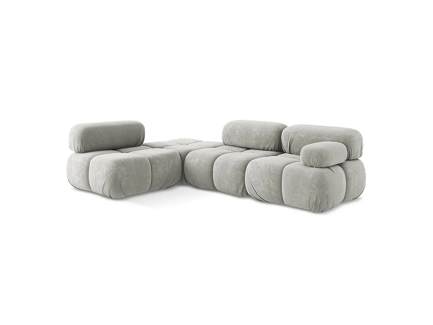 Modulaire hoekbank links van lichtgrijs chenille stof - SANREMO