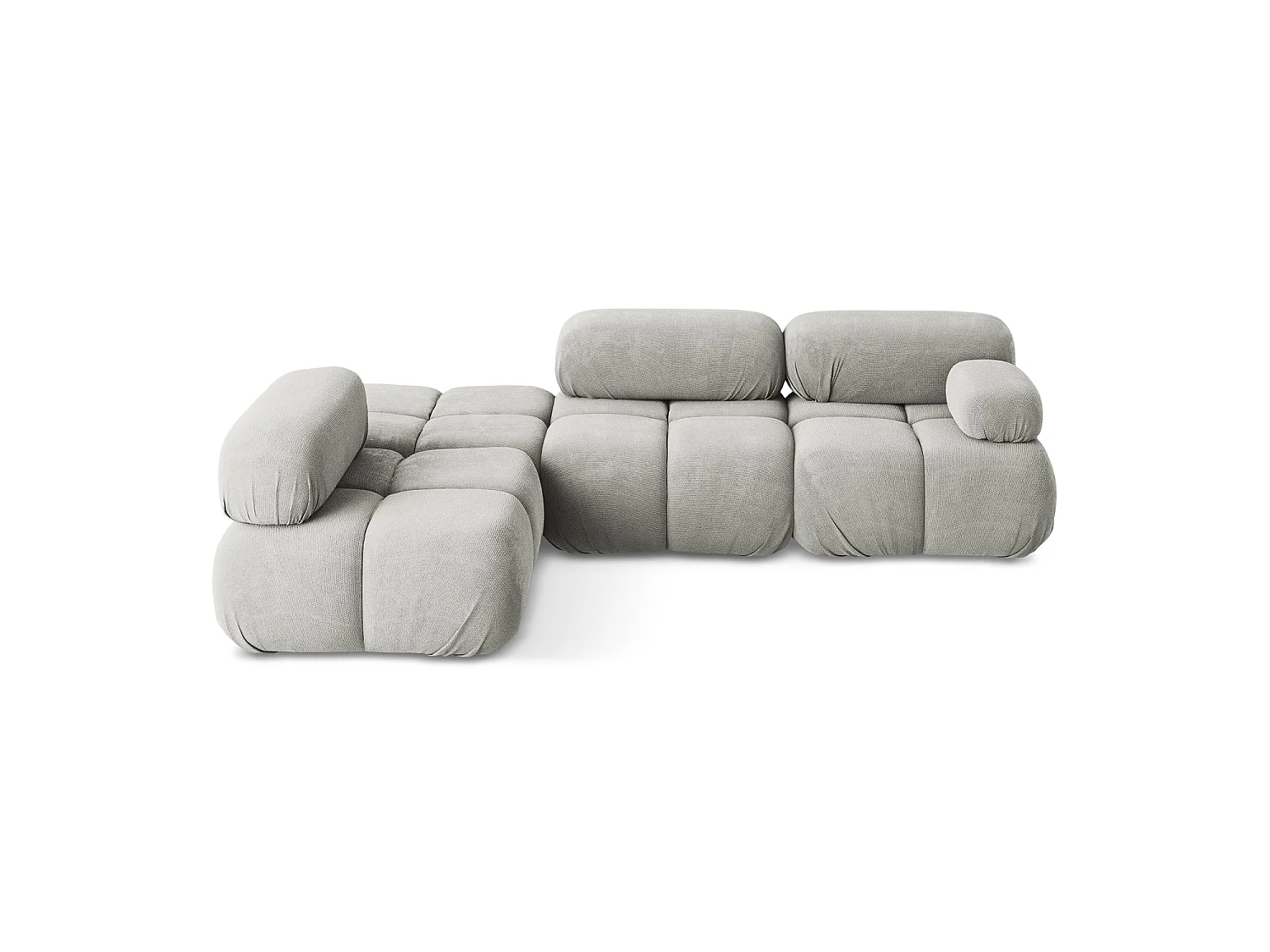 Modulaire hoekbank links van lichtgrijs chenille stof - SANREMO