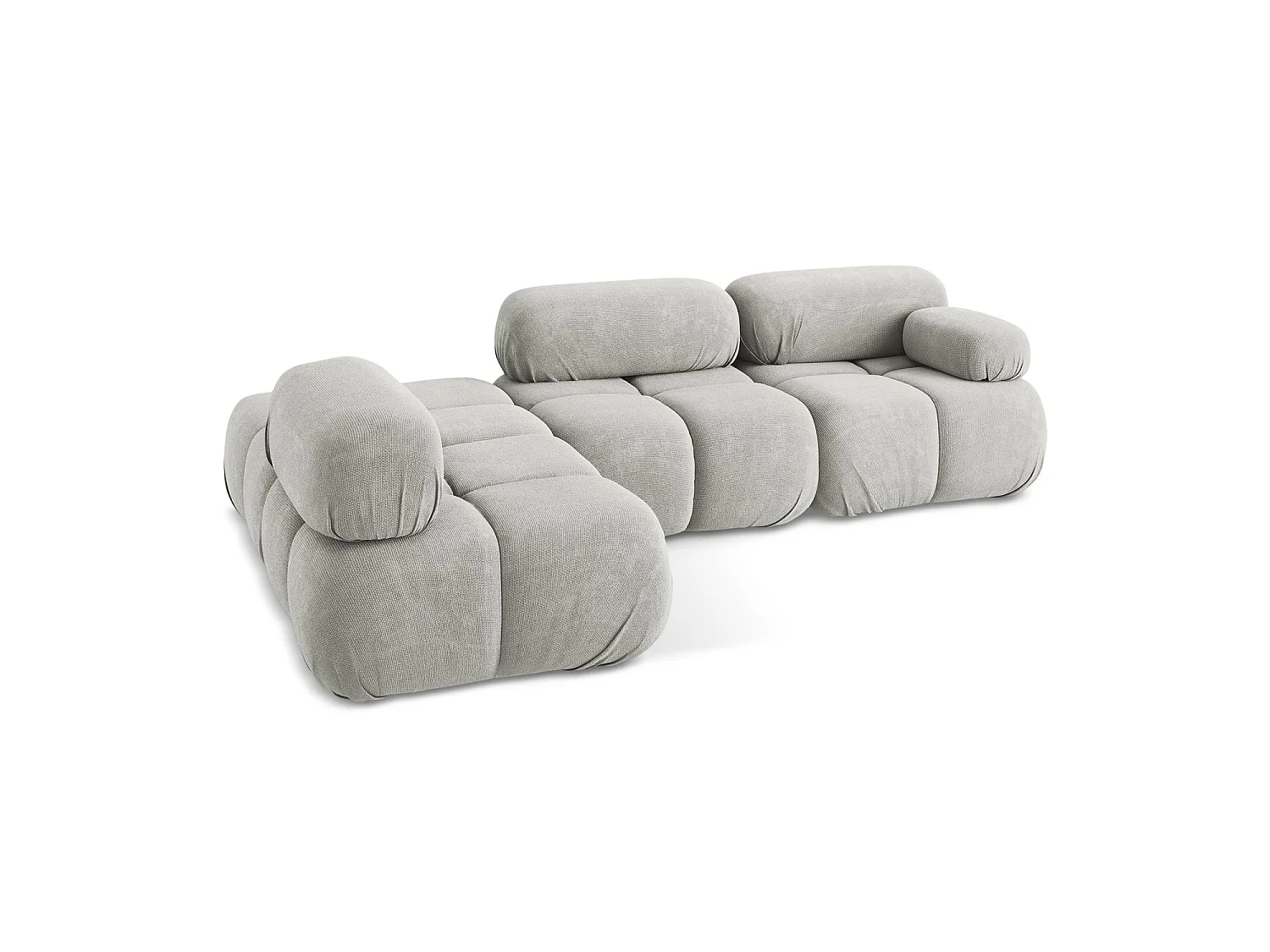 Modulaire hoekbank links van lichtgrijs chenille stof - SANREMO