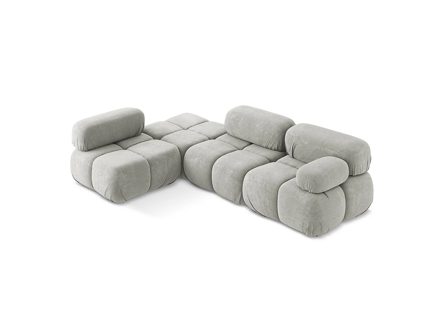 Modulaire hoekbank links van lichtgrijs chenille stof - SANREMO