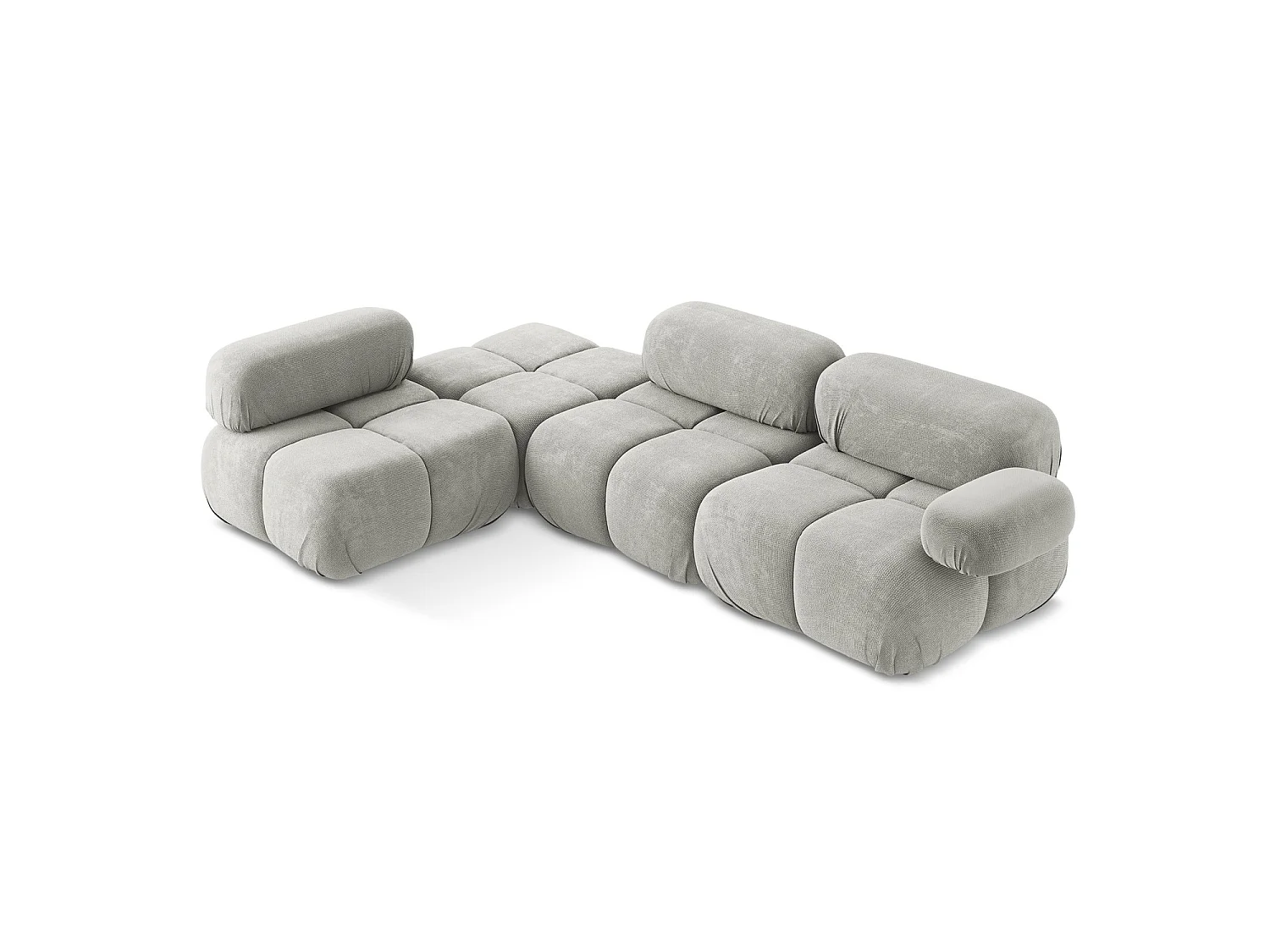 Modulaire hoekbank links van lichtgrijs chenille stof - SANREMO