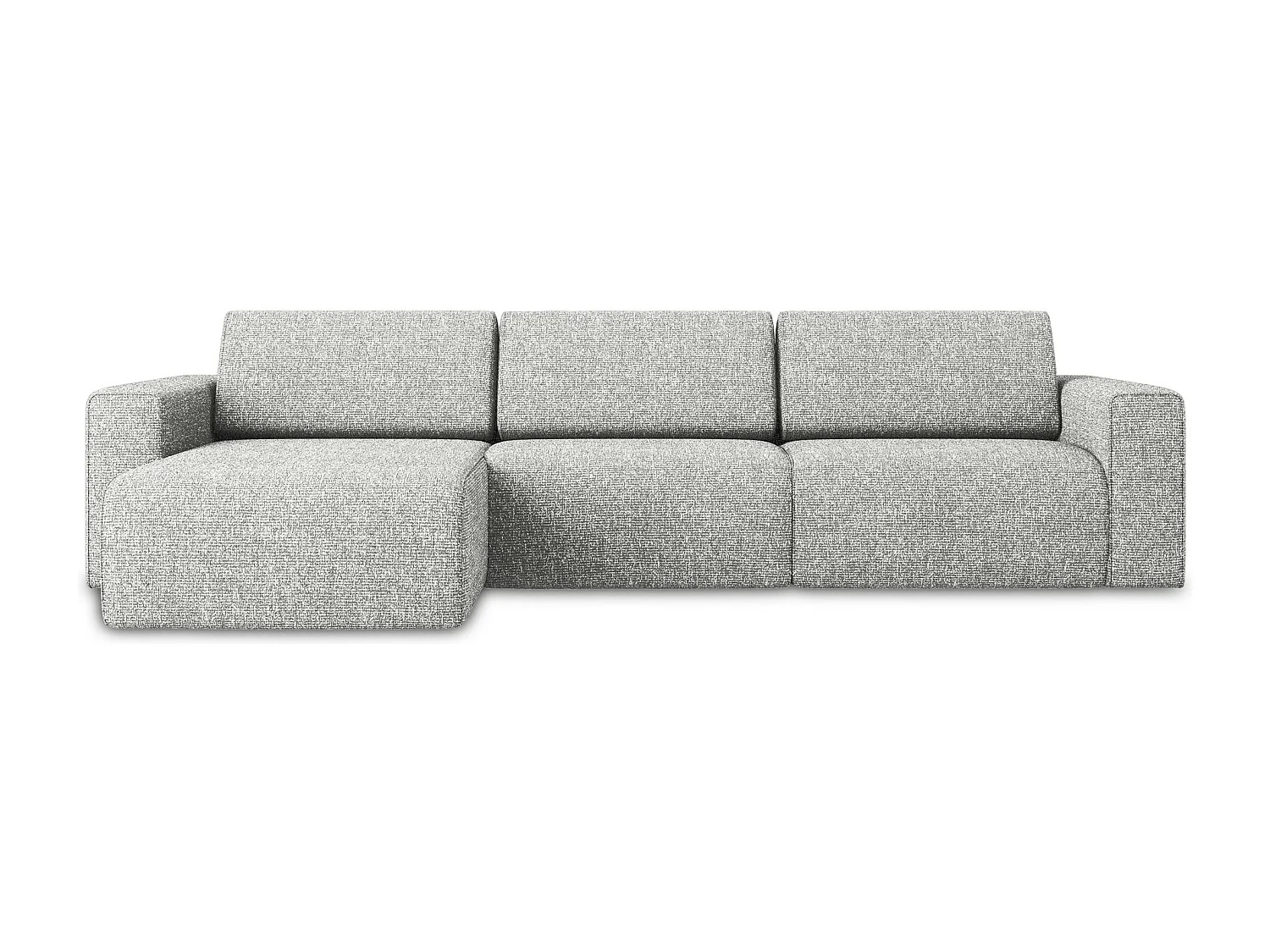 Sofá de canto modular esquerdo 4 lugares em tecido texturizado prata - KALEA