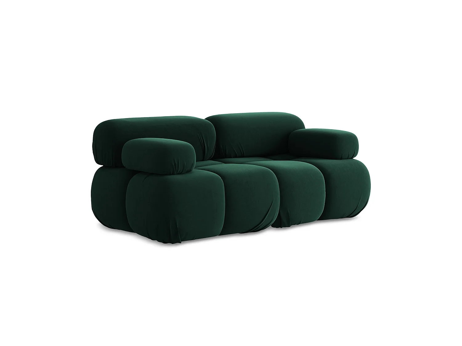 Tweezits modulaire bank van flessengroen velours - SANREMO