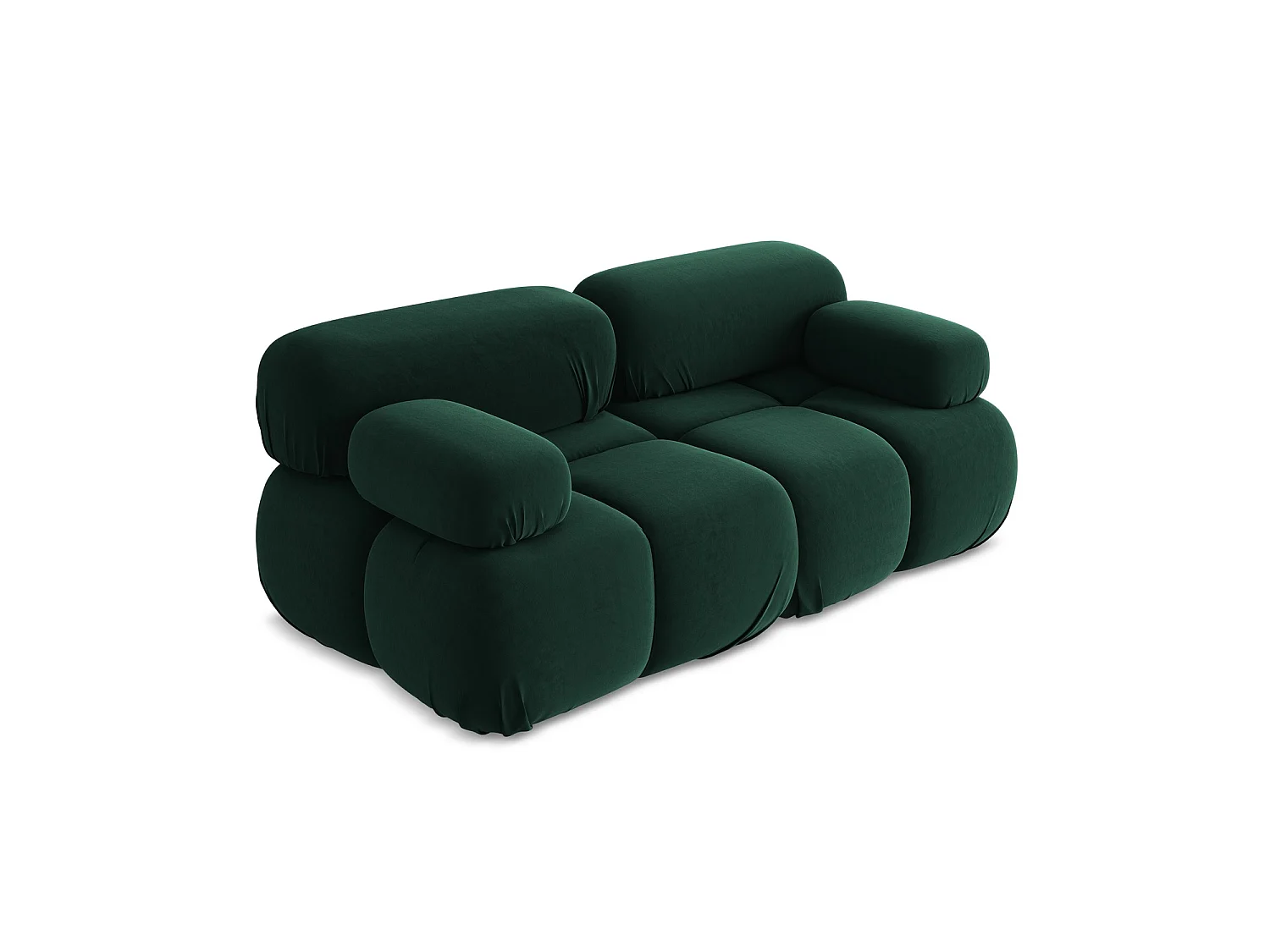 Tweezits modulaire bank van flessengroen velours - SANREMO