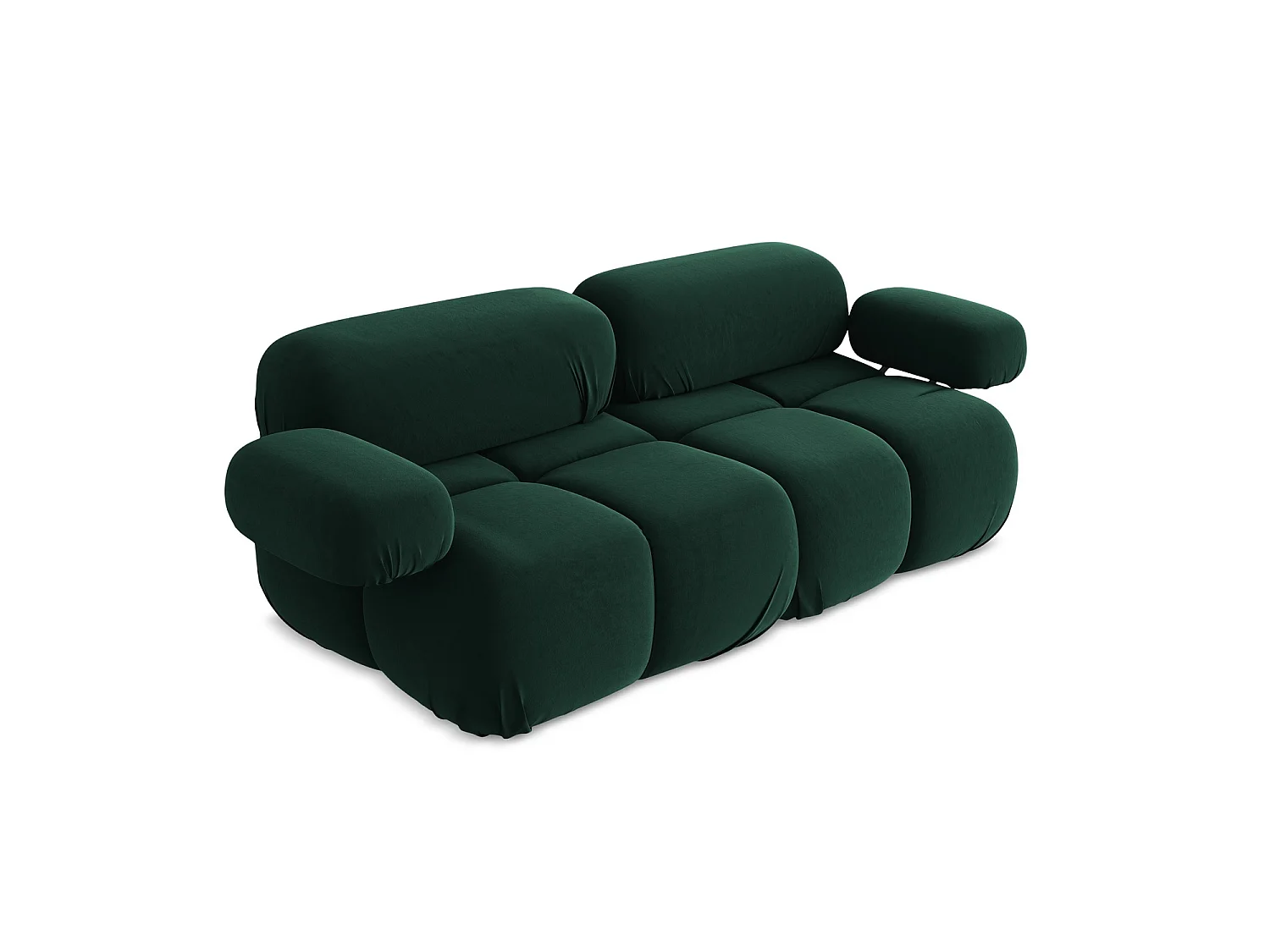 Tweezits modulaire bank van flessengroen velours - SANREMO