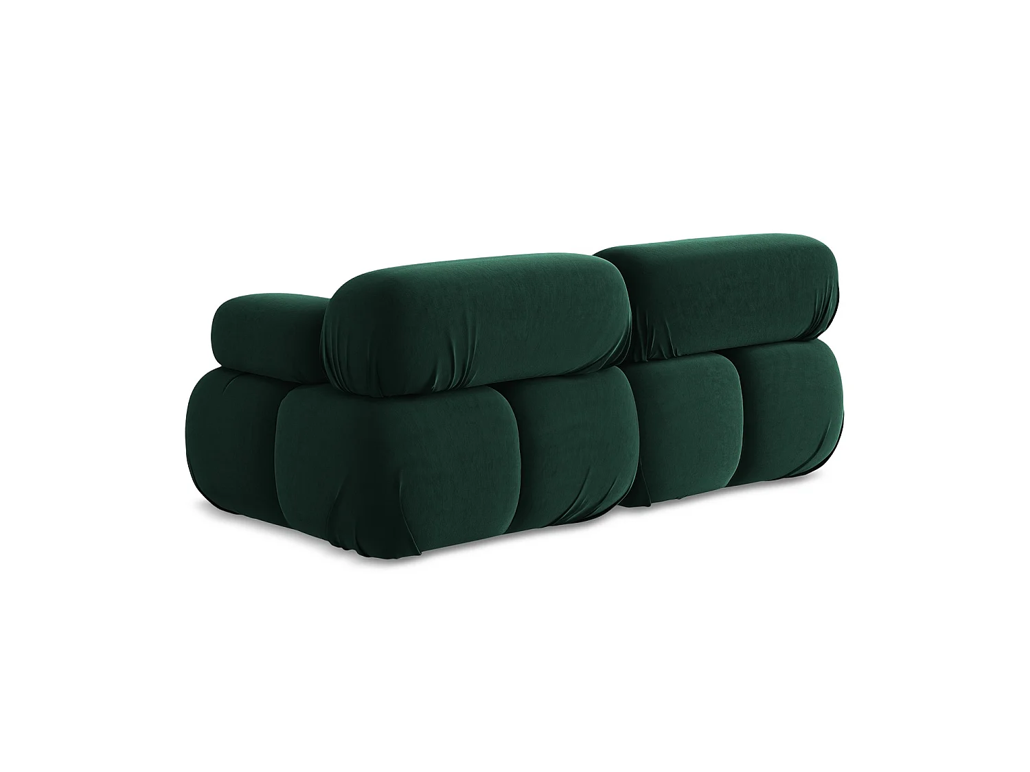 Tweezits modulaire bank van flessengroen velours - SANREMO