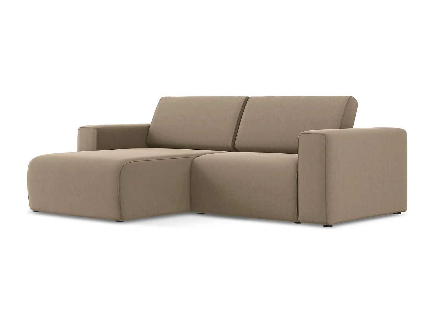 Modulaire hoekbank links van donkerbeige velours - KALEA